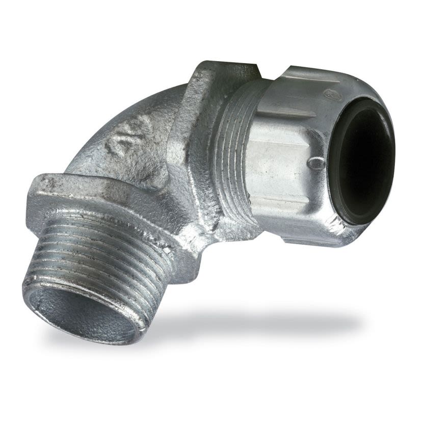 T&B Ranger 4972 Liquidtight Strain Relief Cord Connector, 3/4 in Trade, 1/2 to 3/4 in Cable Openings, Malleable Iron, Zinc Plated